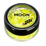 Yellow - Neon UV Glow Blacklight Chunky Face & Body Glitter, 3g. Cosmetically certified, FDA & Health Canada compliant, cruelty free and vegan.