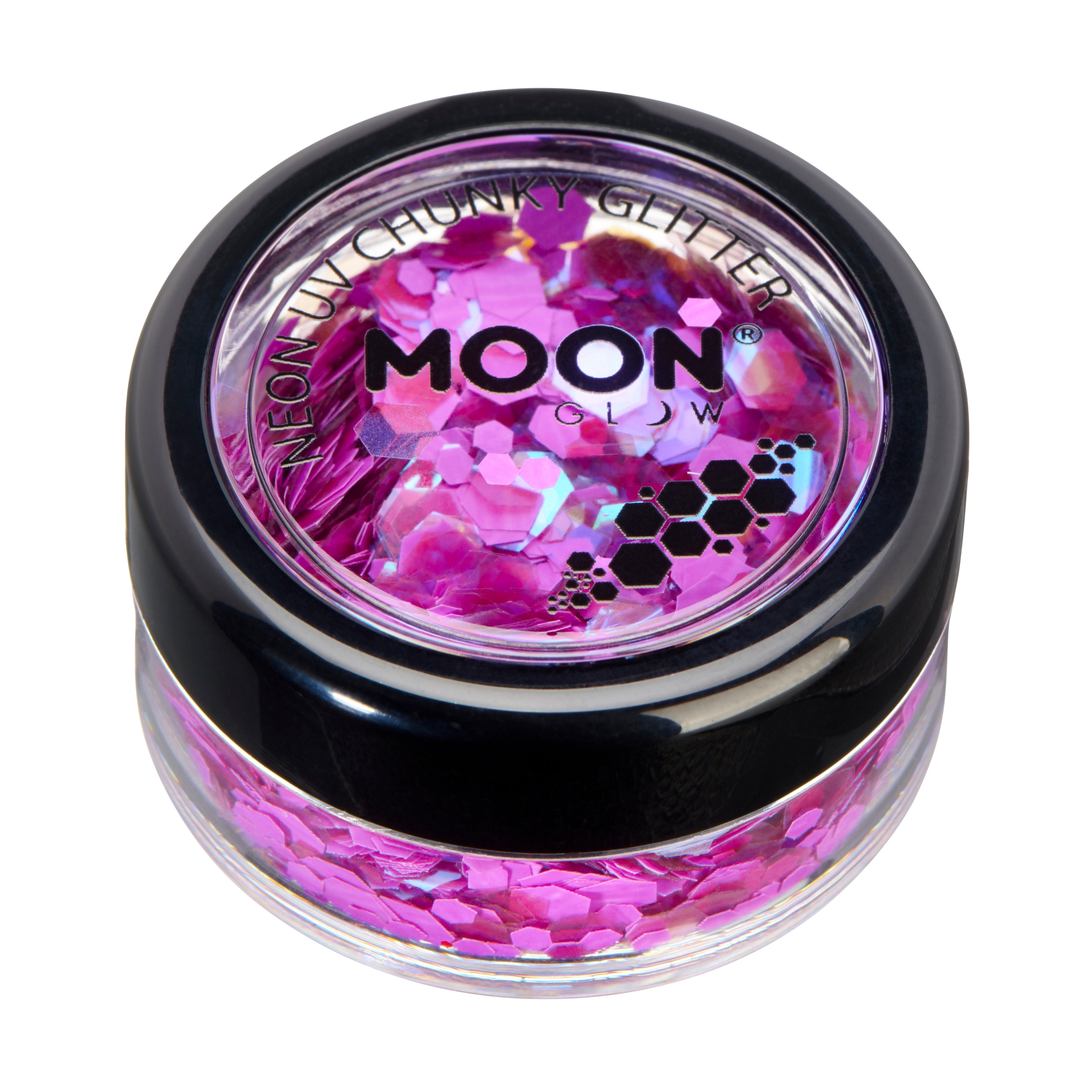 Purple - Neon UV Glow Blacklight Chunky Face & Body Glitter, 3g. Cosmetically certified, FDA & Health Canada compliant, cruelty free and vegan.