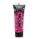 Magenta - Neon UV Glow Blacklight Chunky Face & Body Glitter Gel, 12mL. Cosmetically certified, FDA & Health Canada compliant, cruelty free and vegan.