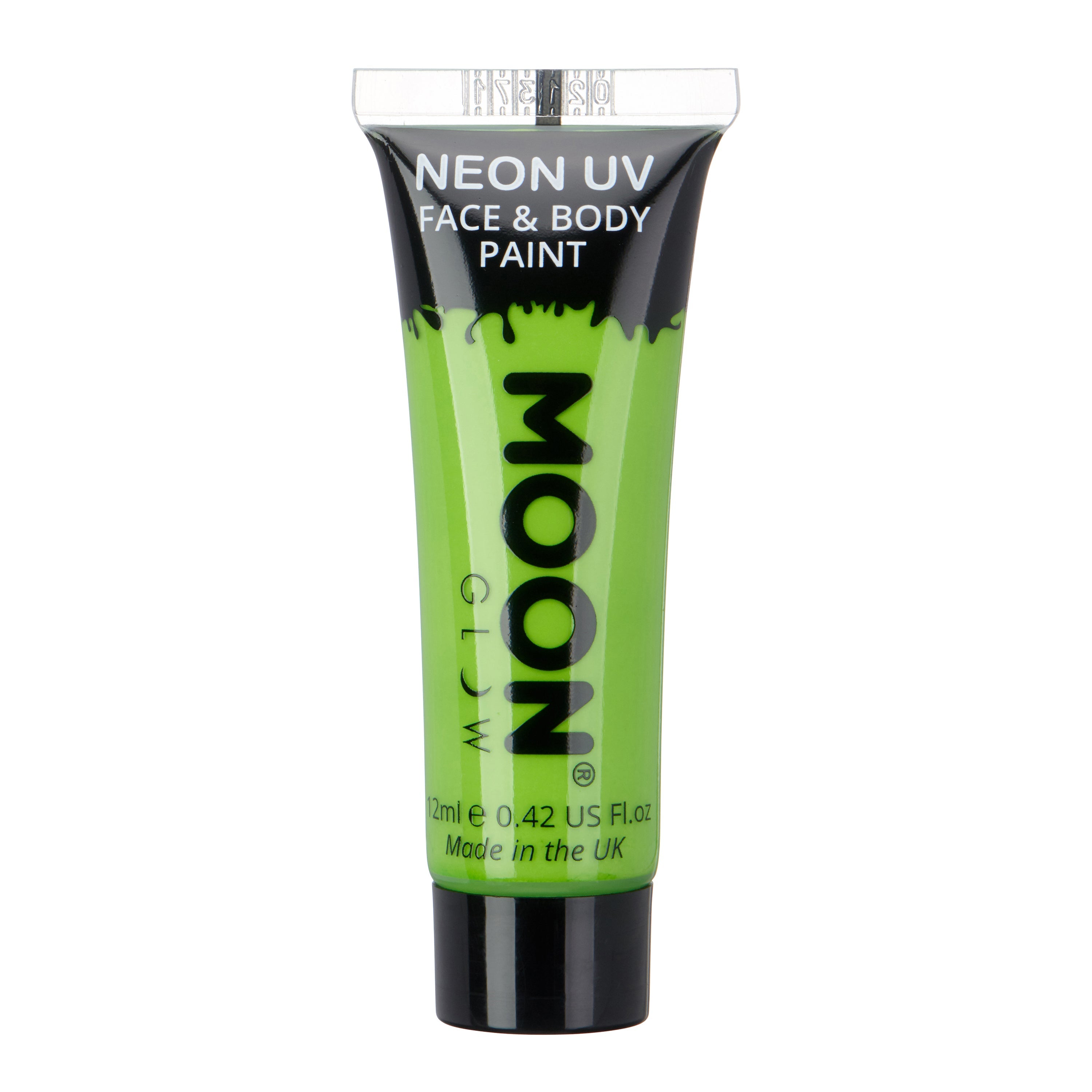 Intense Green - Neon UV Glow Blacklight Face & Body Paint Makeup, 12mL. Cosmetically certified, FDA & Health Canada compliant, cruelty free and vegan.