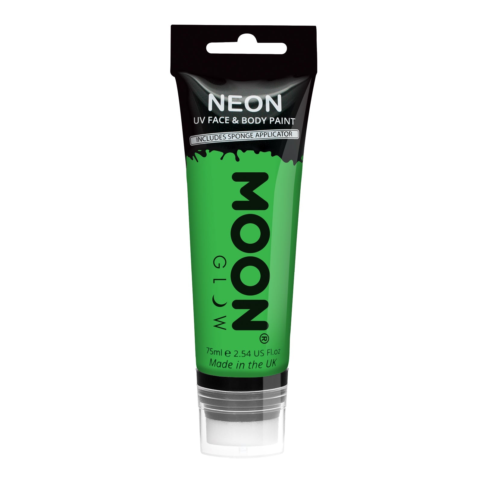 Intense Green - Neon UV Glow Blacklight Face Paint w/applicator, 75mL. Cosmetically certified, FDA & Health Canada compliant, cruelty free and vegan.