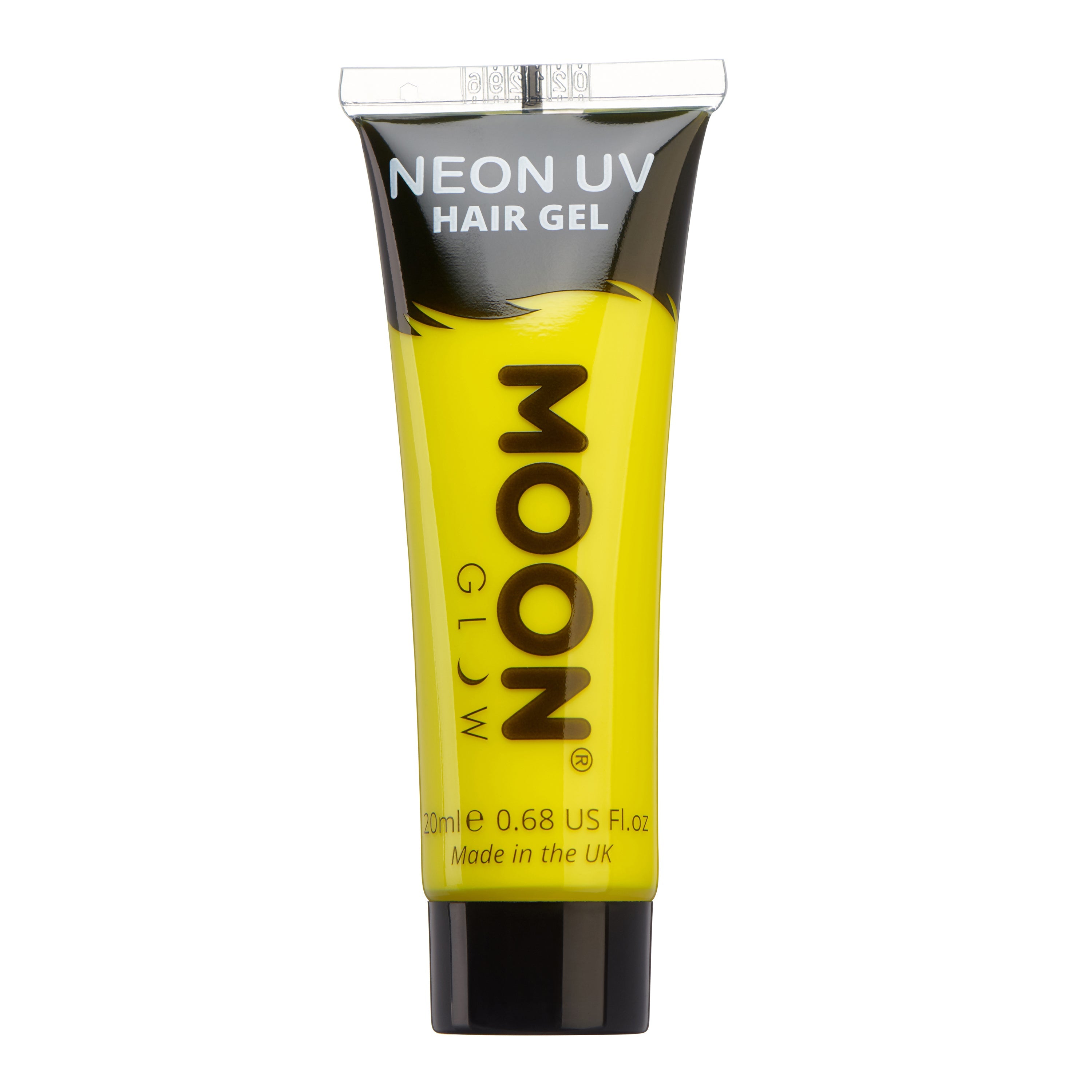 Intense Yellow - Neon UV Glow Blacklight Hair Gel, 20mL. Cosmetically certified, FDA & Health Canada compliant, cruelty free and vegan.