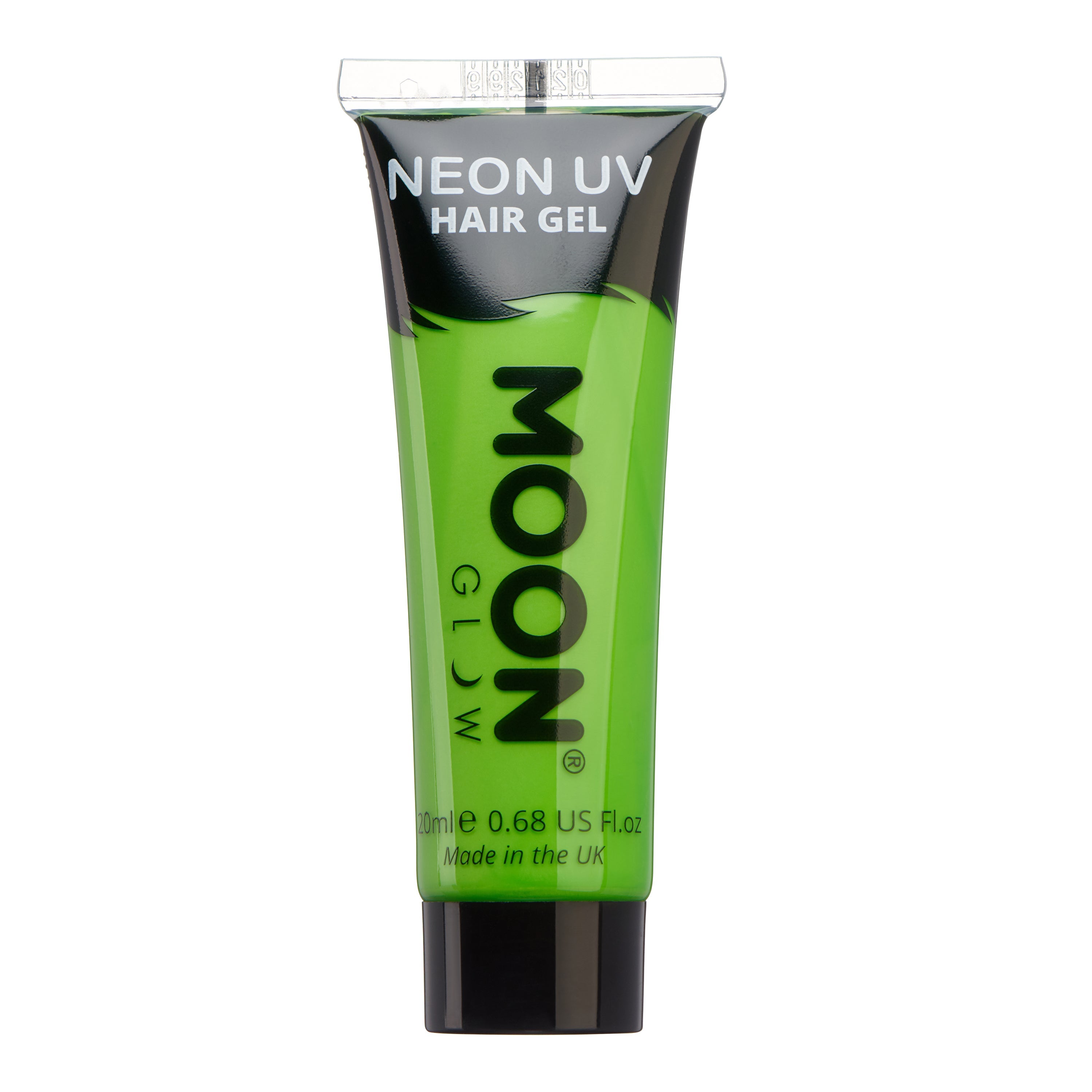 Intense Green - Neon UV Glow Blacklight Hair Gel, 20mL. Cosmetically certified, FDA & Health Canada compliant, cruelty free and vegan.