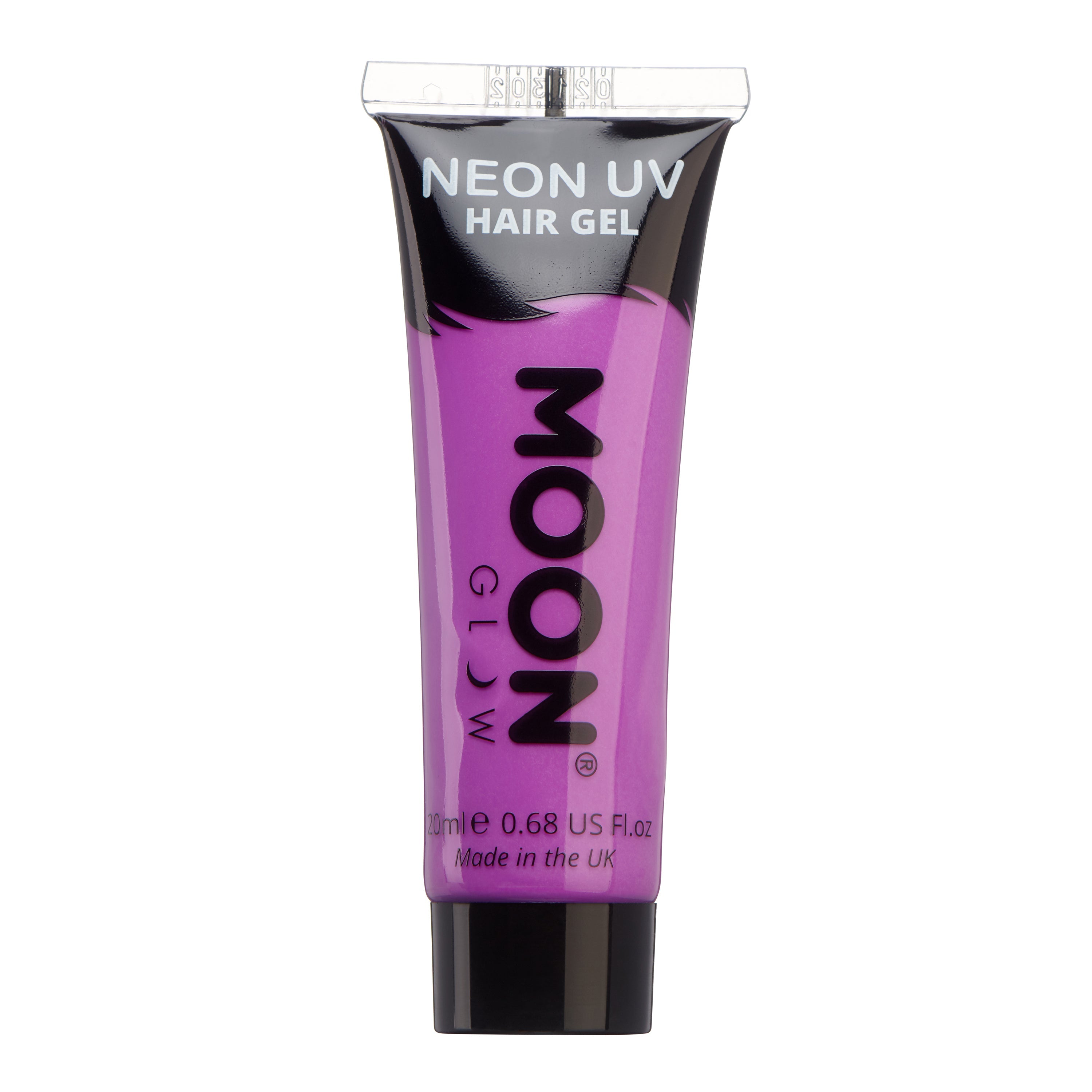 Intense Purple - Neon UV Glow Blacklight Hair Gel, 20mL. Cosmetically certified, FDA & Health Canada compliant, cruelty free and vegan.