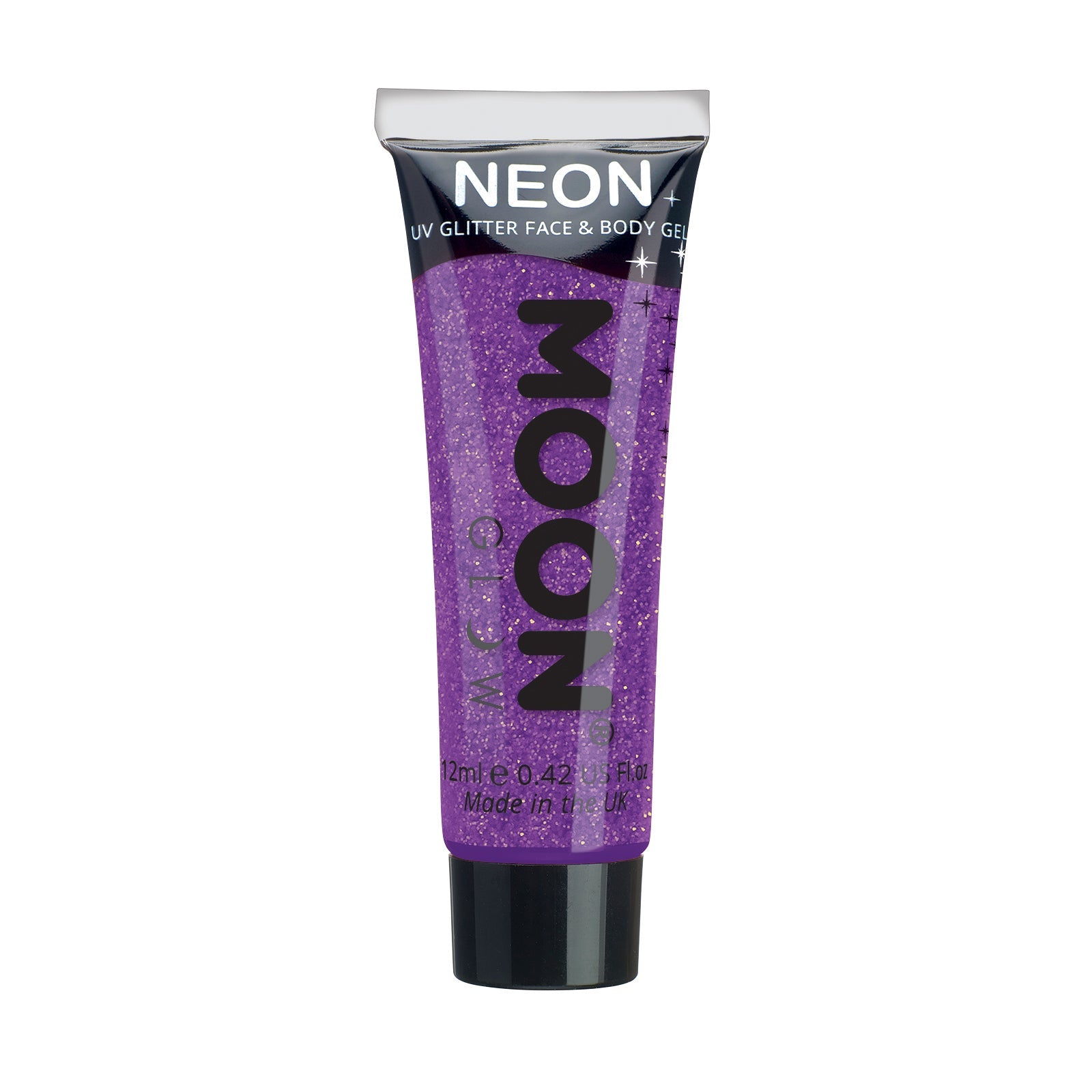 Purple - Neon UV Glow Blacklight Fine Face & Body Glitter Gel, 12mL. Cosmetically certified, FDA & Health Canada compliant, cruelty free and vegan.