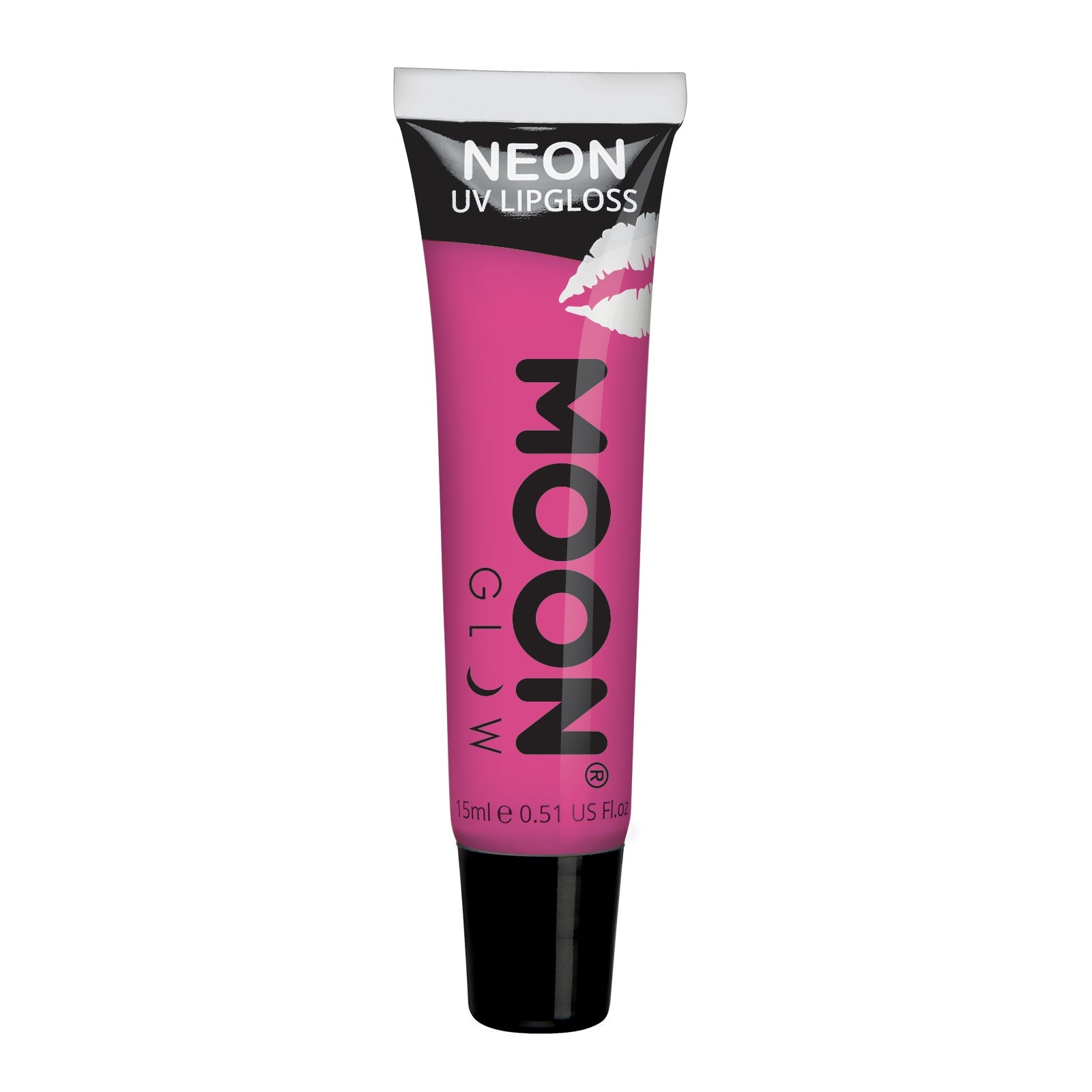 Intense Pink Raspberry - Neon UV Glow Blacklight Lip Gloss, 15mL. Cosmetically certified, FDA & Health Canada compliant, cruelty free and vegan.