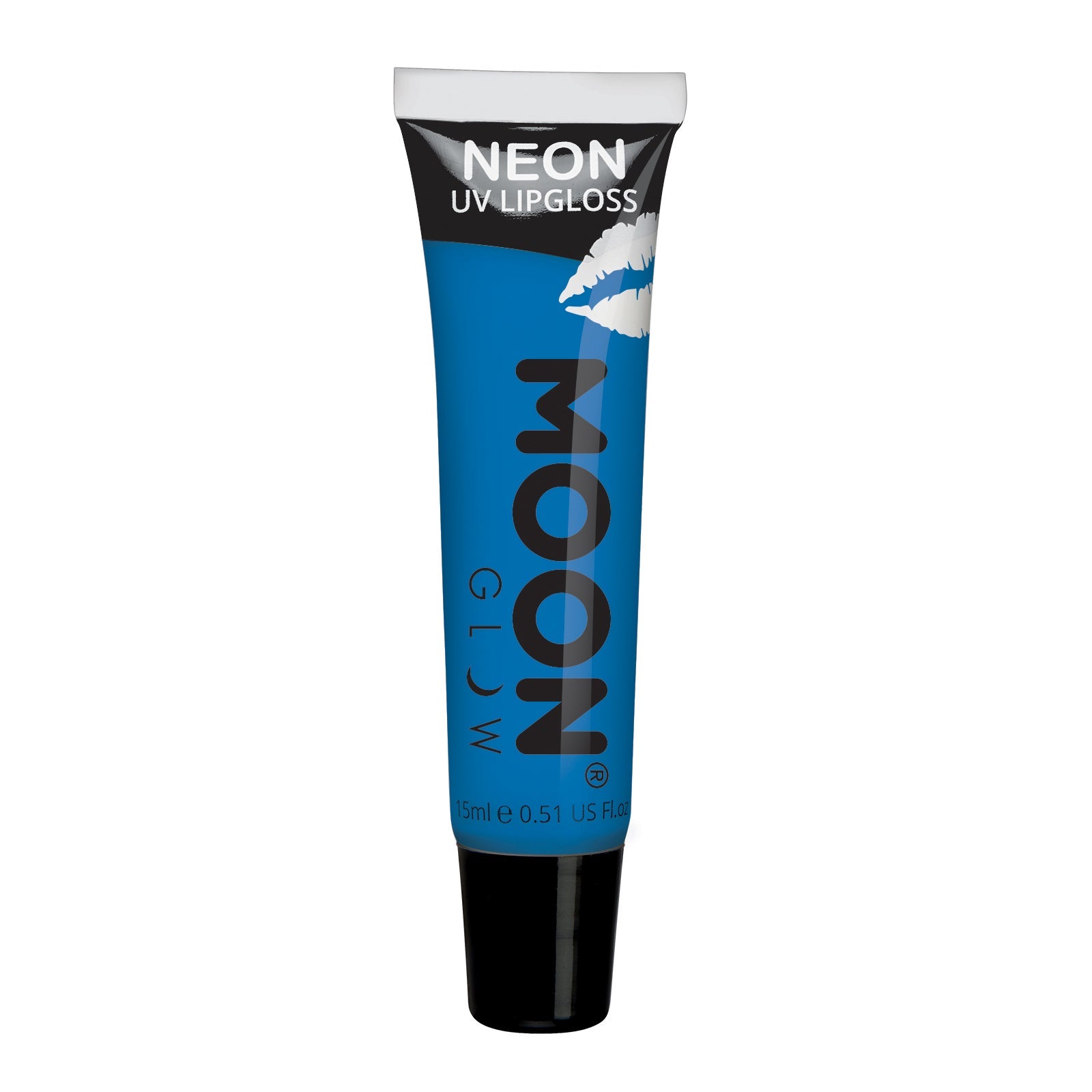 Intense Blue Bubblegum - Neon UV Glow Blacklight Lip Gloss, 15mL. Cosmetically certified, FDA & Health Canada compliant, cruelty free and vegan.