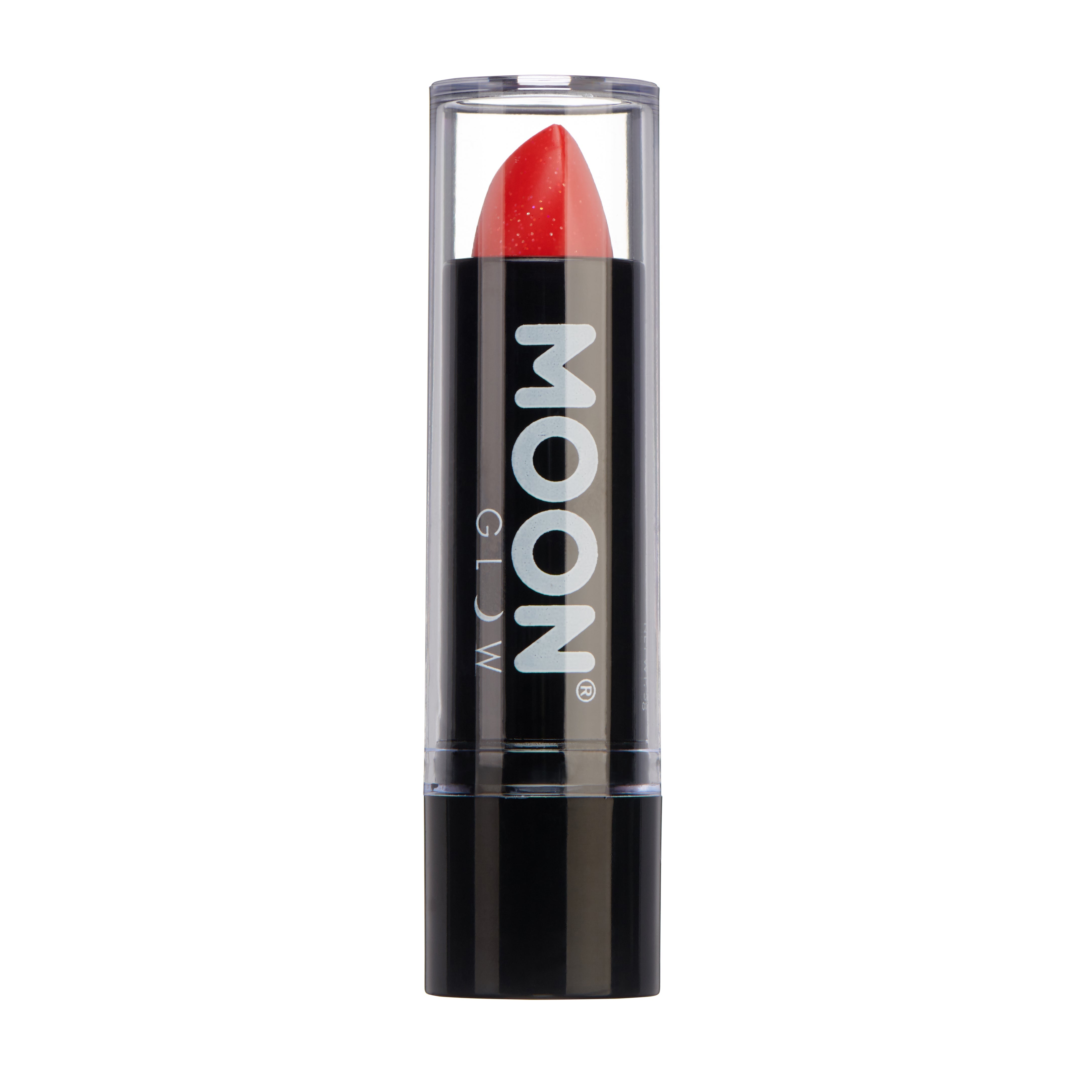 Red - Neon UV Glow Blacklight Glitter Lipstick, 5g. Cosmetically certified, FDA & Health Canada compliant and cruelty free.