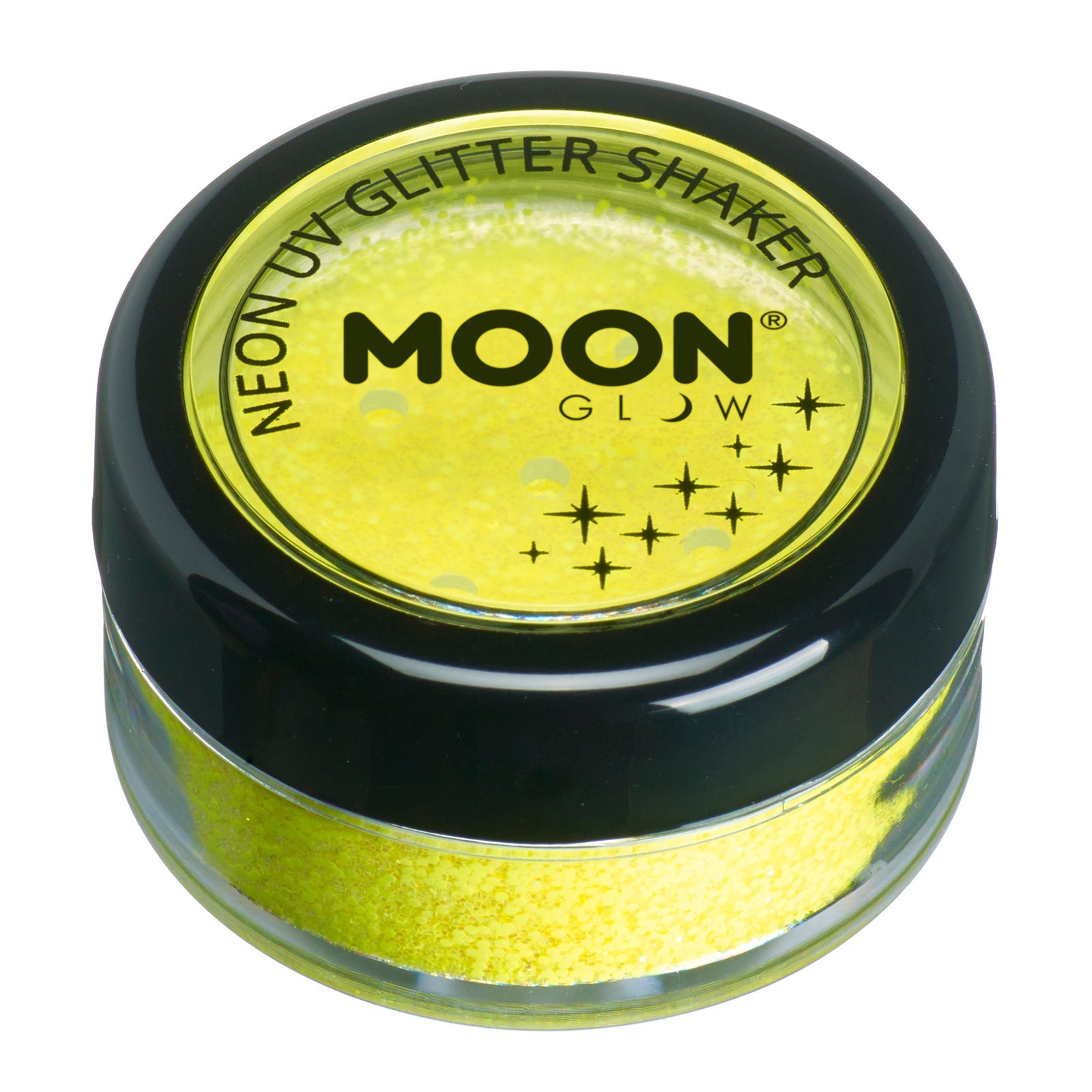 Yellow - Neon UV Glow Blacklight Fine Face & Body Glitter Shaker, 5g. Cosmetically certified, FDA & Health Canada compliant, cruelty free and vegan.