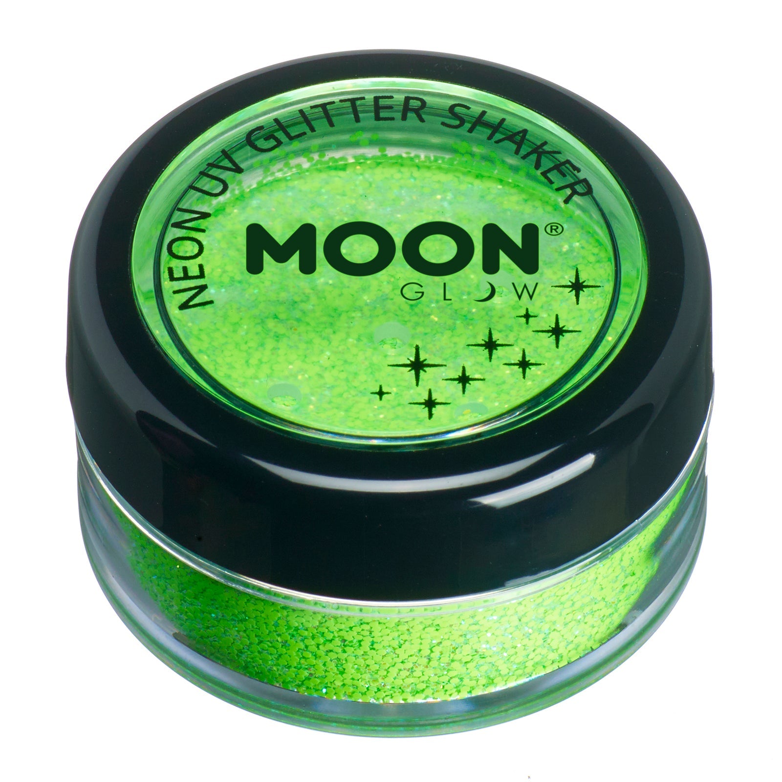 Green - Neon UV Glow Blacklight Fine Face & Body Glitter Shaker, 5g. Cosmetically certified, FDA & Health Canada compliant, cruelty free and vegan.