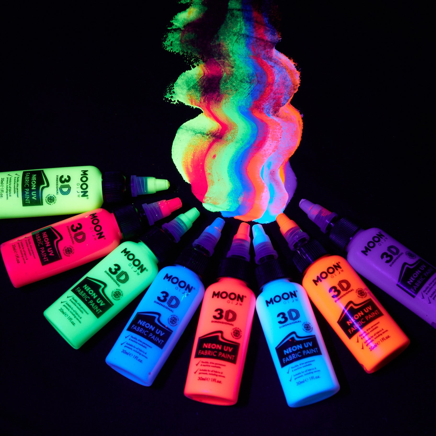  Neon UV Glow Blacklight Fabric Paint