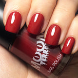Blood Red - Terror Nail Polish, 14mL. Cosmetically certified, FDA & Health Canada compliant, cruelty free and vegan.