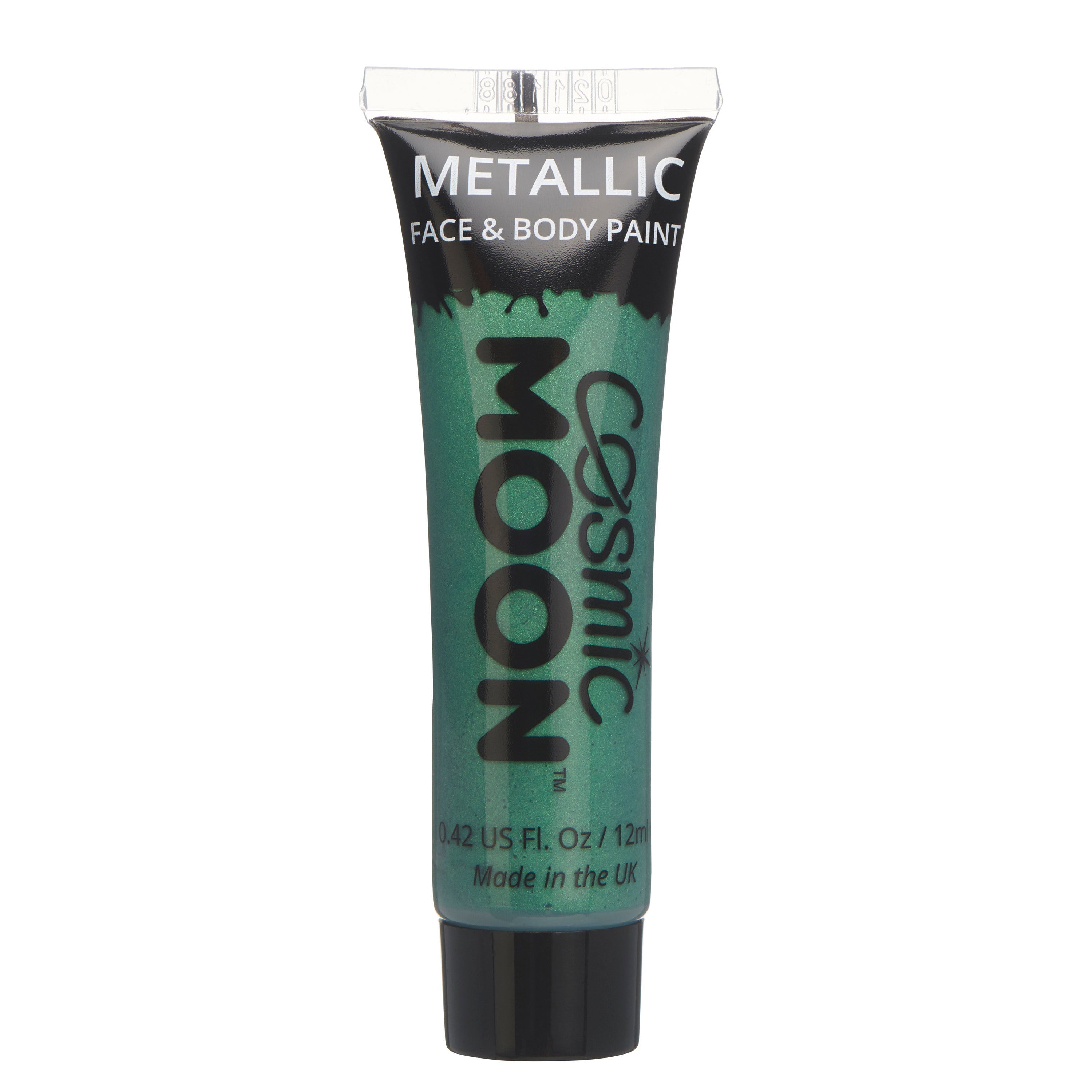 Green - Metallic Face & Body Paint Makeup, 12mL. Cosmetically certified, FDA & Health Canada compliant, cruelty free and vegan.