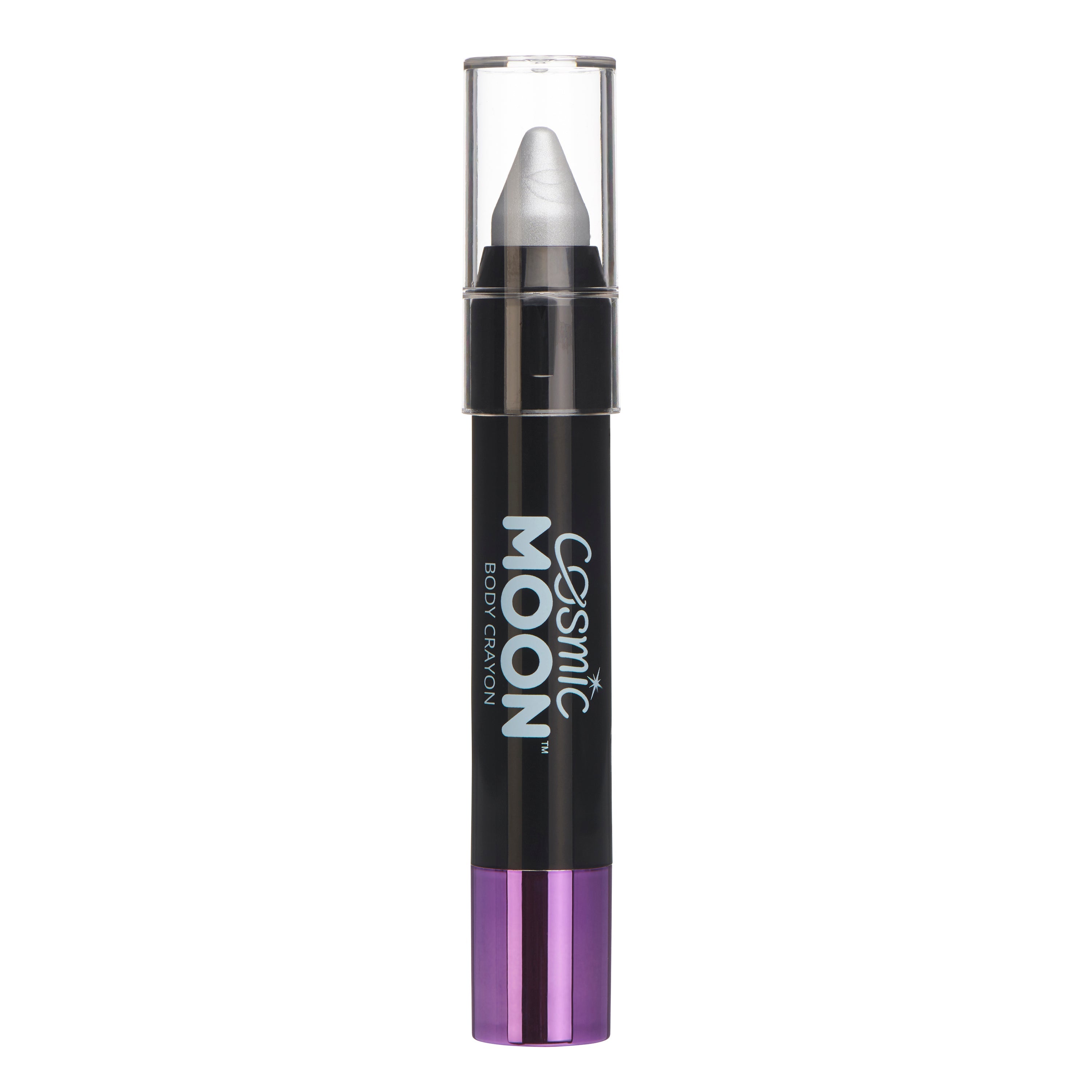 Silver - Metallic Face & Body Crayon, 3.5g. Cosmetically certified, FDA & Health Canada compliant and cruelty free.