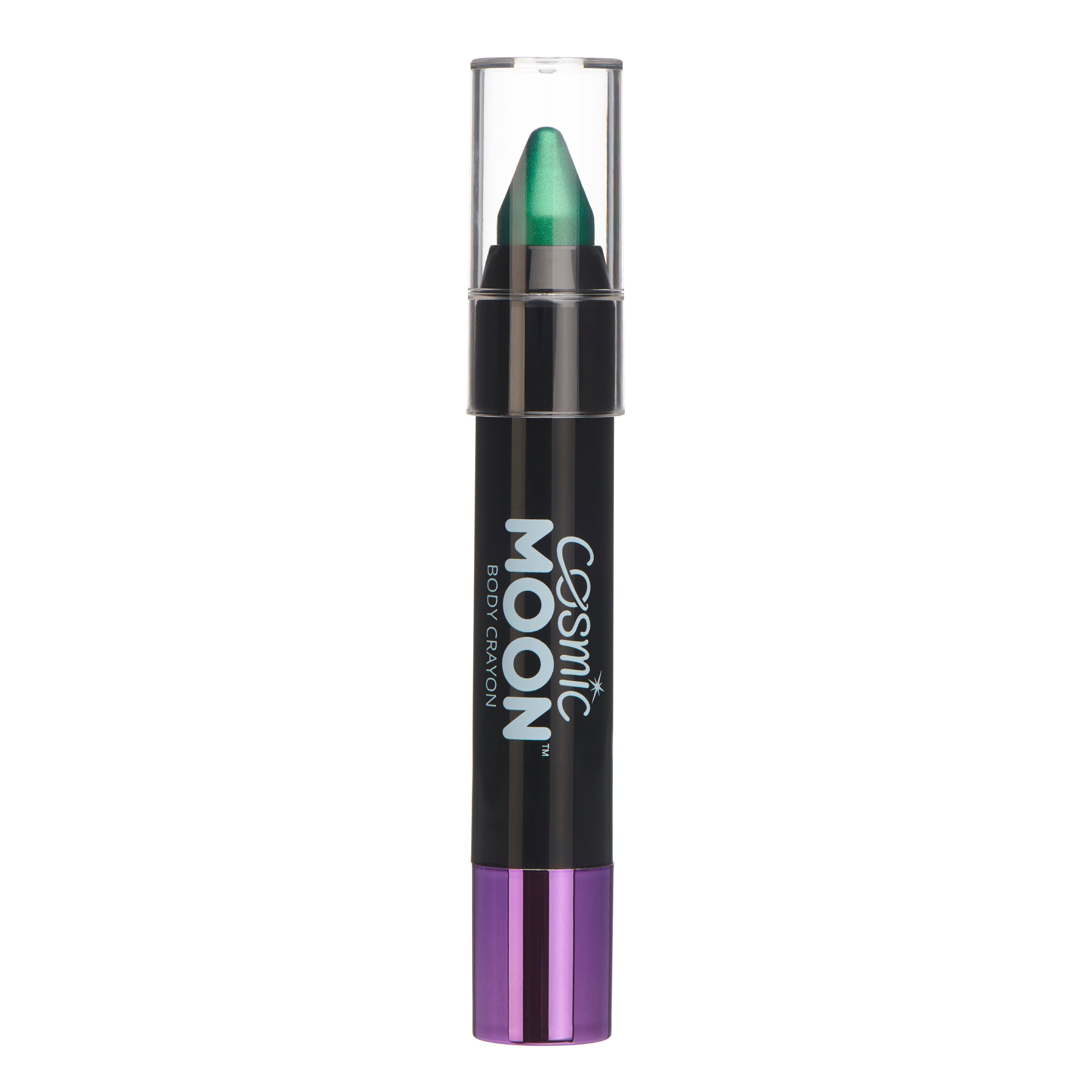 Green - Metallic Face & Body Crayon, 3.5g. Cosmetically certified, FDA & Health Canada compliant and cruelty free.