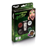 Halloween Fine Face & Body Glitter Boxset - 4 shakers, fix gel, brush. Cosmetically certified, FDA & Health Canada compliant, cruelty free and vegan.
