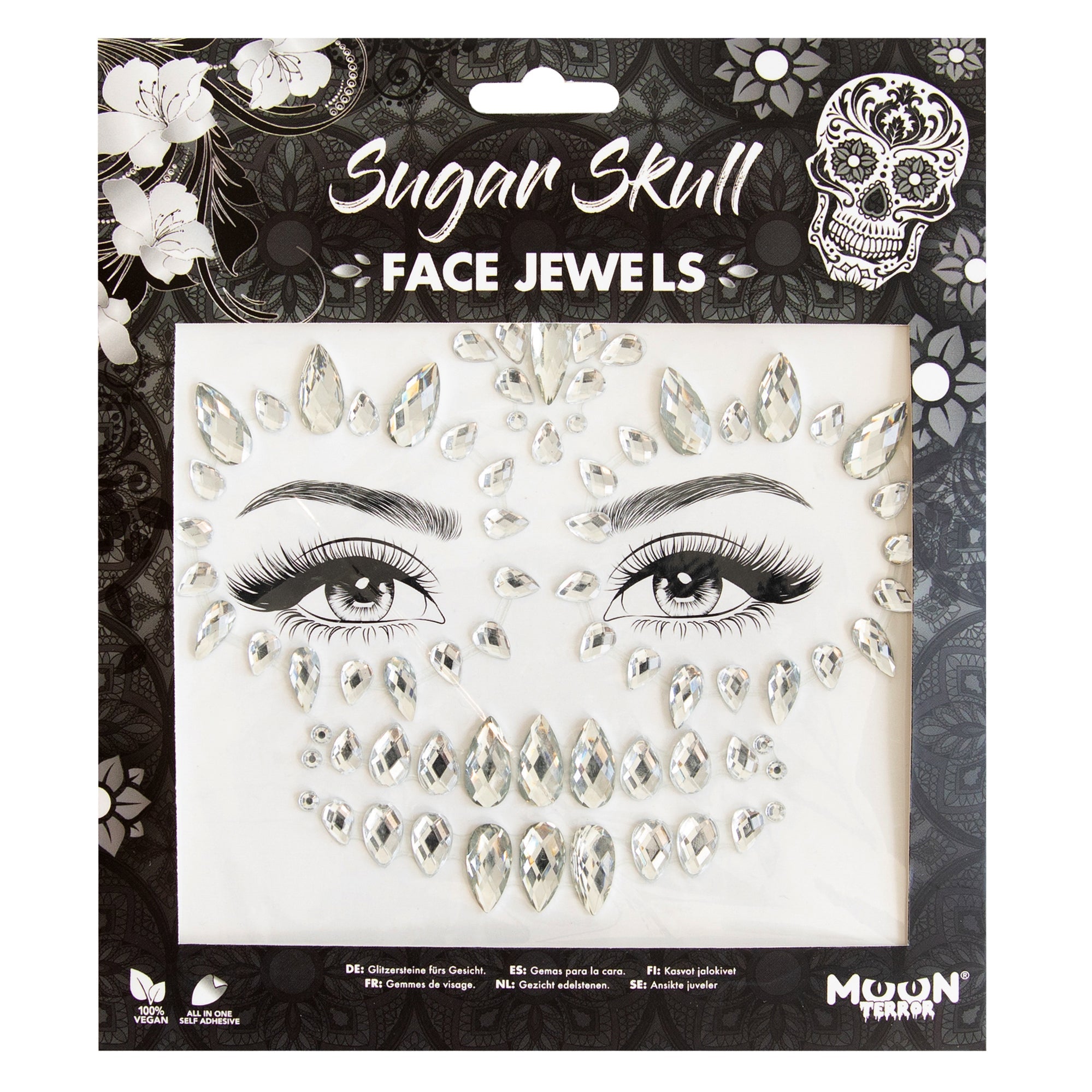 Sugar Skull - Terror Adhesive Face Gems, Jewels and Rhinestones