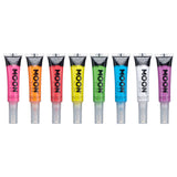 Neon UV Glow Blacklight Face & Body Paint Makeup with Brush. Cosmetically certified, FDA & Health Canada compliant, cruelty free and vegan.